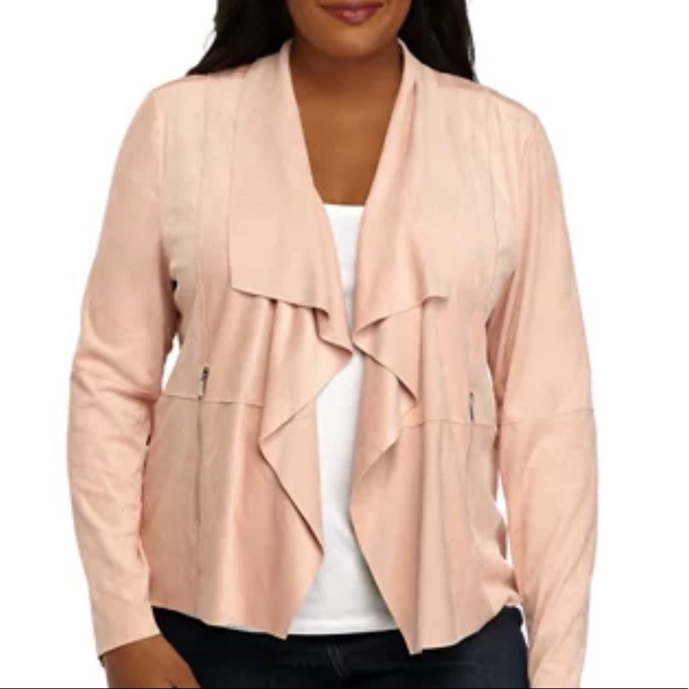 Faux Suede Plus Size Open Drape Jacket size 3x women